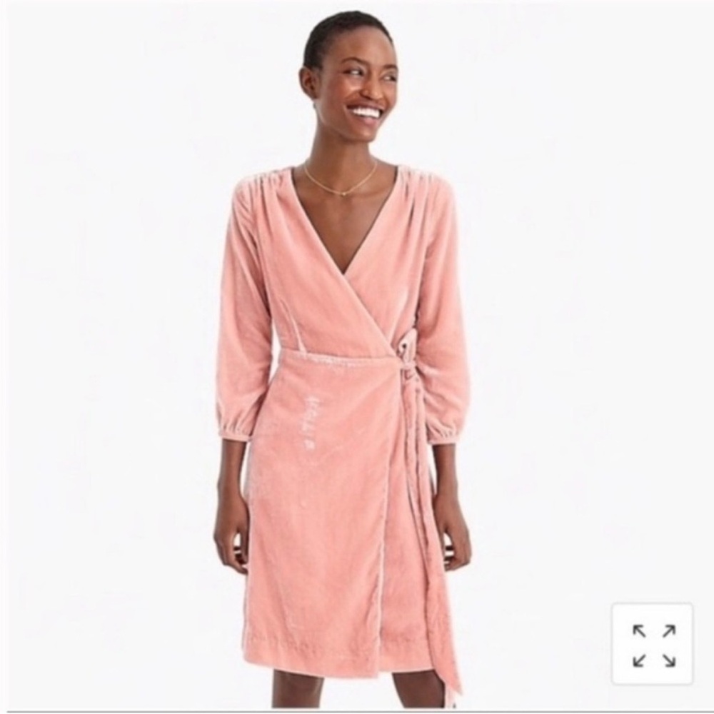 J. Crew Blush Pink Velvet Wrap Dress
